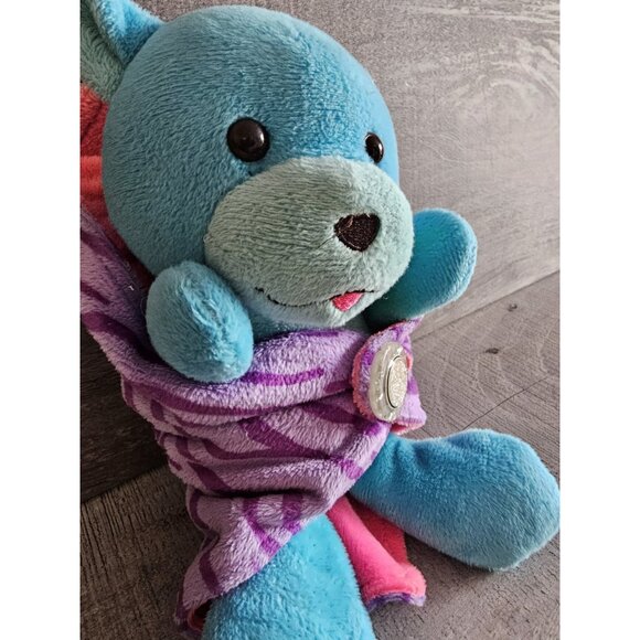 Snug Buddies Blue Bear Plush Wrapped In Purple Security Blanket Lovey Stuffed - Picture 2 of 6